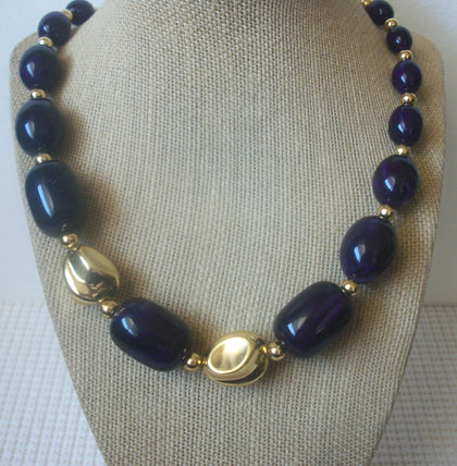 Vintage 20" Necklace, Purple Gold 030321