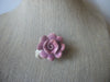 Thicker Vintage Brooch Pin, Pretty Pink Rose Cream Leaves Old Plastic Flowers 023021