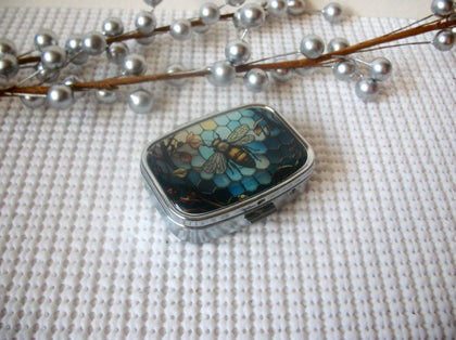 Vintage Stainless Steel Honey Bee Pill Box Square Tray 61318