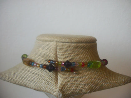 Vintage Choker Necklace Adjustable Brown Golden Lamp Work Glass 40820