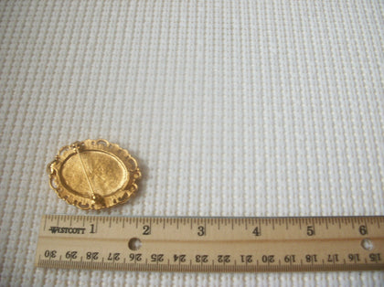 1950`s Cameo Figural Lady, Clear Crystals German Limoge Glass Hand Painted Pin 73017