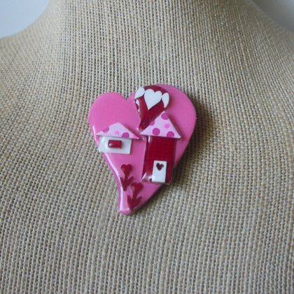 Vintage Lucinda House Pins, Glittery Valentine`s Day Love You Forever Hearts 61318