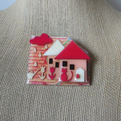 Highly Detailed Lucinda House Pins, Rain Little Cat Flowers Tulips Happy Times 61318