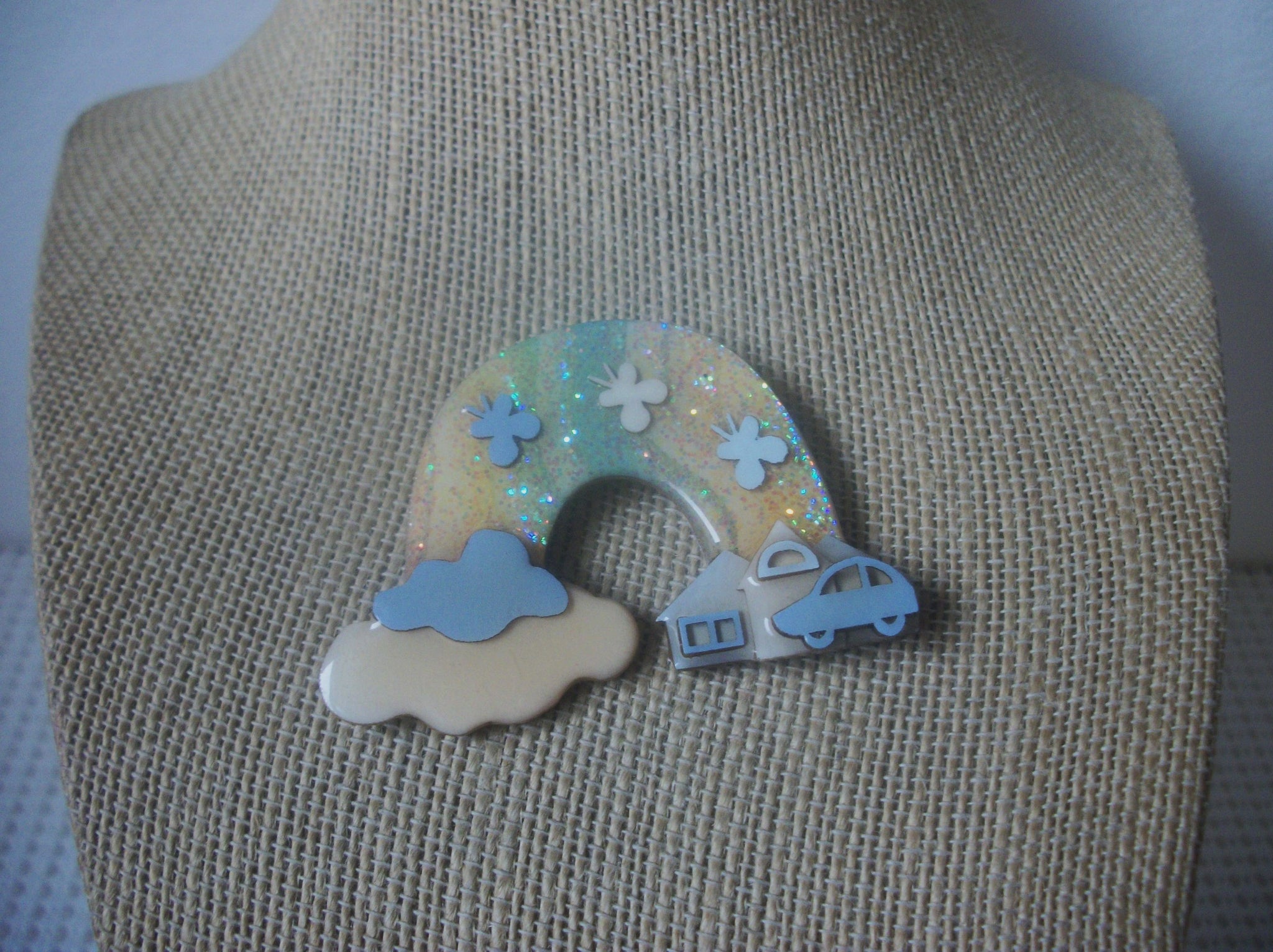 RARE Lucinda Pins, Glitter Rainbow Clouds Butterflies, New Beginning 021321