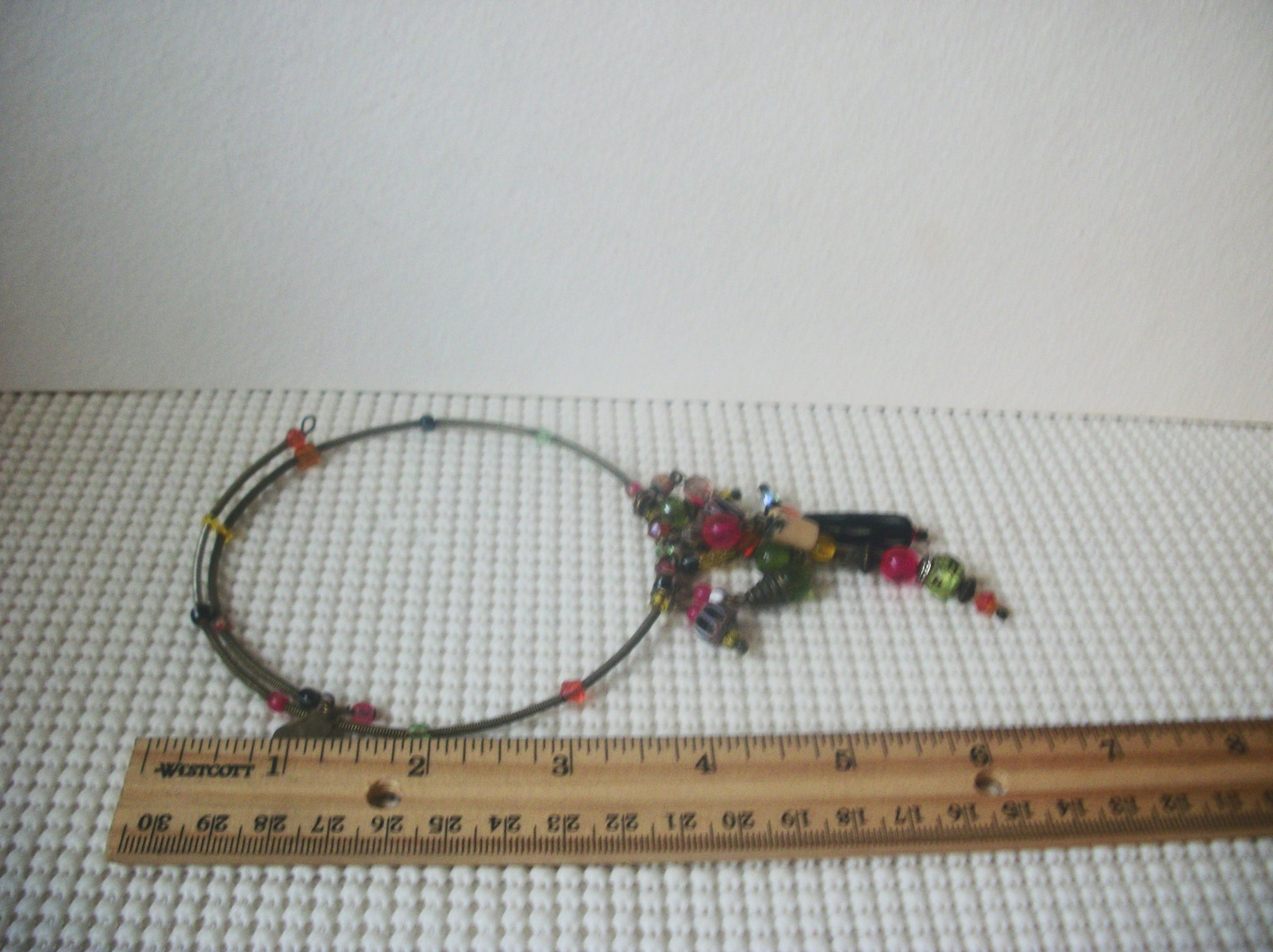 Lamp Work Hand Made Glass, Charms, Micro Ring Adjustable Choker Necklace Vintage 022221