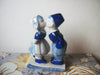 Vintage HOLLAND Handenblue, Boy and Girl Kissing Hand Painted Porcelain Figurine, Bedside Desk Top C100
