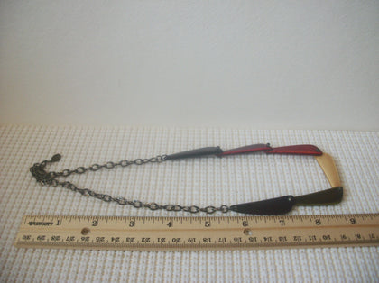 Vintage 20" Necklace Signed LC Colorful Panels Ethic Inspired 030221