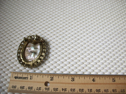 RARE Vintage Brooch Pin, Lorelei Figural Siren Water Spirits Germany Signed L Badger Hand Painted Paua Abalone Shell 030821