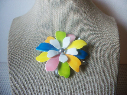Vintage Jewelry, Signed SARAH, Colorful Enameled, Flower Brooch Pin 91617