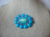 Vintage Mid Century Blue Crystal Rhinestones Cabochon Brooch Pin 5817