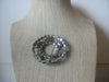 Icy Blue Moon glow Glass Silver Tone Prong Set Mid Century Vintage Pin Brooch 022121
