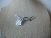 Carved Mother Of Pearl, Flower Floral, Silver Tone , Clear Rhinestones, Vintage Pin Brooch 022121