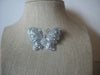 Silver Tone Butterfly, Clear Rhinestones, Open Cut Design Brooch Pin, Vintage 022121