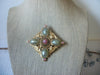 Vintage Brooch Pin, Mid Century Beautifully Detailed Pastel Lucite Inlays Gold Tone 121516