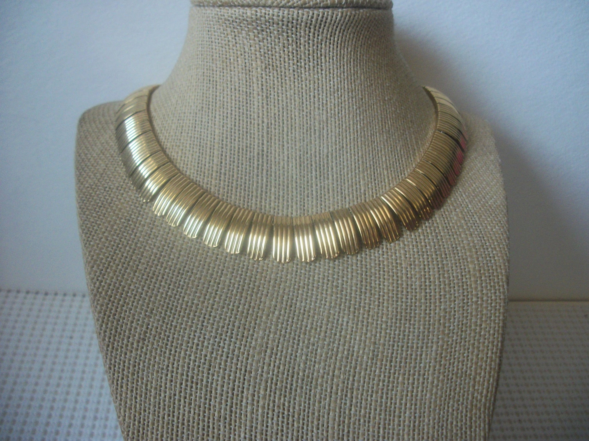 Vintage 13" Choker Necklace, Signed NAPIER Cleopatra Inspired Gold Tone 92017