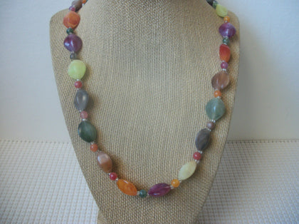 Vintage 28" Chunky Colorful Lucite Old Plastic Beads  Necklace 030121