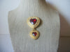 Vintage Jewelry, Signed Victoria Secrets, Red Double Heart, Clear Rhinestones, Gold Tone, Brooch Pin 51018