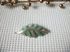 Vintage Brooch Pin, Blue Lucite Inlays Leaf, Silver Tone 82317