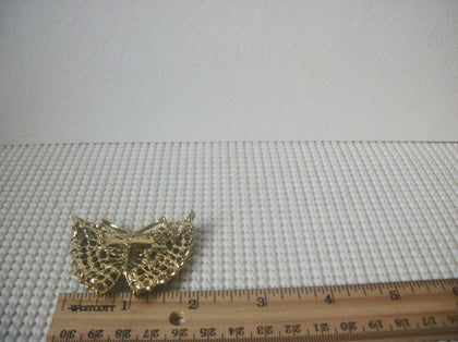 Blue Green Crystals, Rhinestones Gold Tone, Butterfly Pin Brooch, Vintage 022521