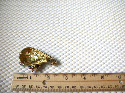 Thicker Larger Vintage Brooch Pin Signed NAPIER Christmas Gnome Enameled Colorful Crystals Gold Tone 030621