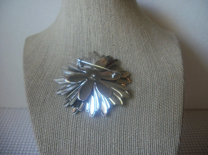 Vintage Jewelry, Signed SARAH COV Silver Tone Large Metal Daisy Brooch Pin 51018