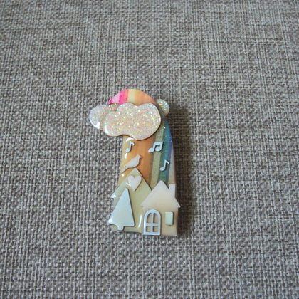 RARE Lucinda House Pins Birds Singing Musical Notes Cloud Glitter Rainbow 42617