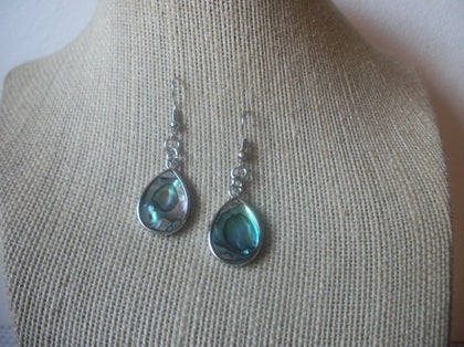 Hand Crafted, Paua Abakone Glass Silver Tone, Dangle Pierced Earrings 53018
