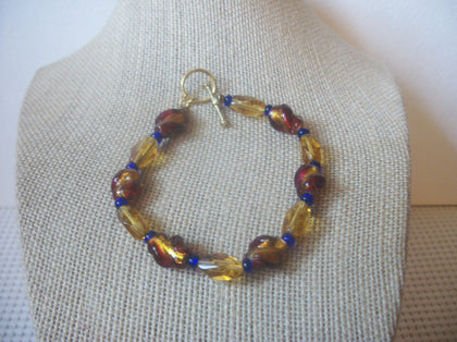 Colorful Foil Sea Glass 7 3/4" Long Bracelet Vintage  63017