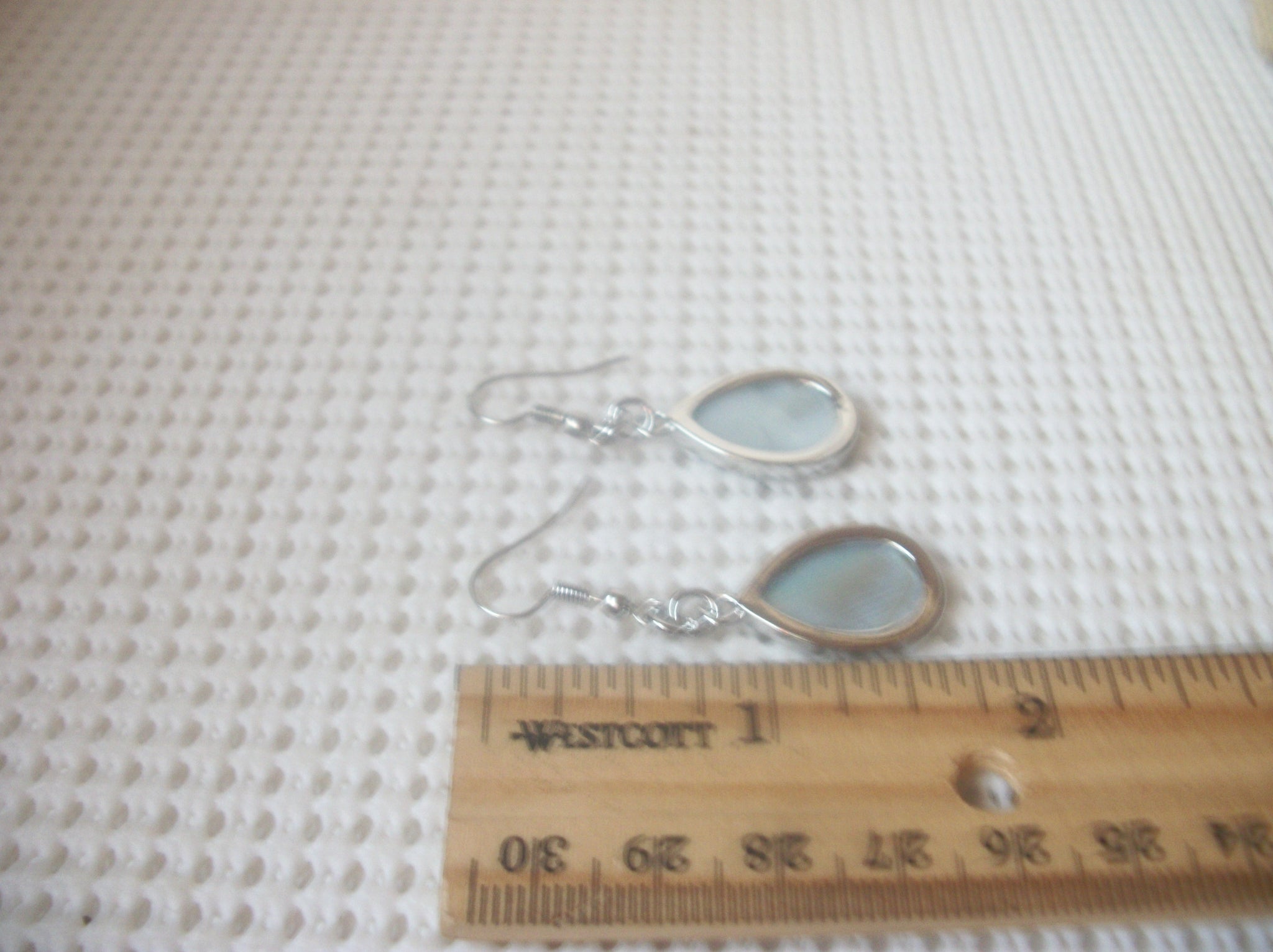 Hand Crafted, Paua Abakone Glass Silver Tone, Dangle Pierced Earrings 53018