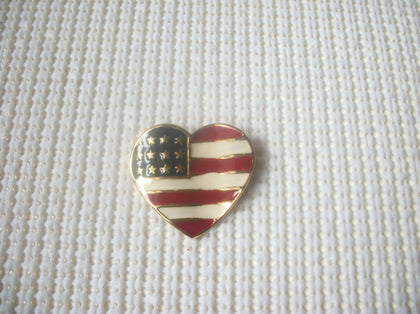 Beautiful Patriotic Heart Enameled Brooch Pin 73017