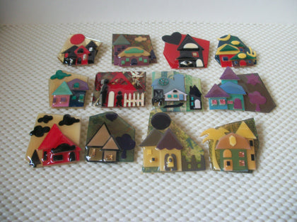 Vintage Lucinda House Pins Assorted Lot Of 12 RARE Very Detailed Must Have