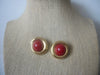 Vintage MONET Red Gold Tone Pierced Dome Earrings 72517