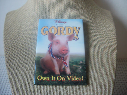 Vintage Brooch Pin, Disney GORDY Pig Laminated 121816