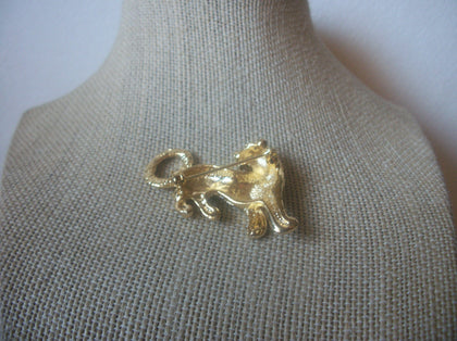 Gold Tone Wild Cat Exotic Spotted Leopard Rhinestones Clear Vintage Brooch Pin 63017
