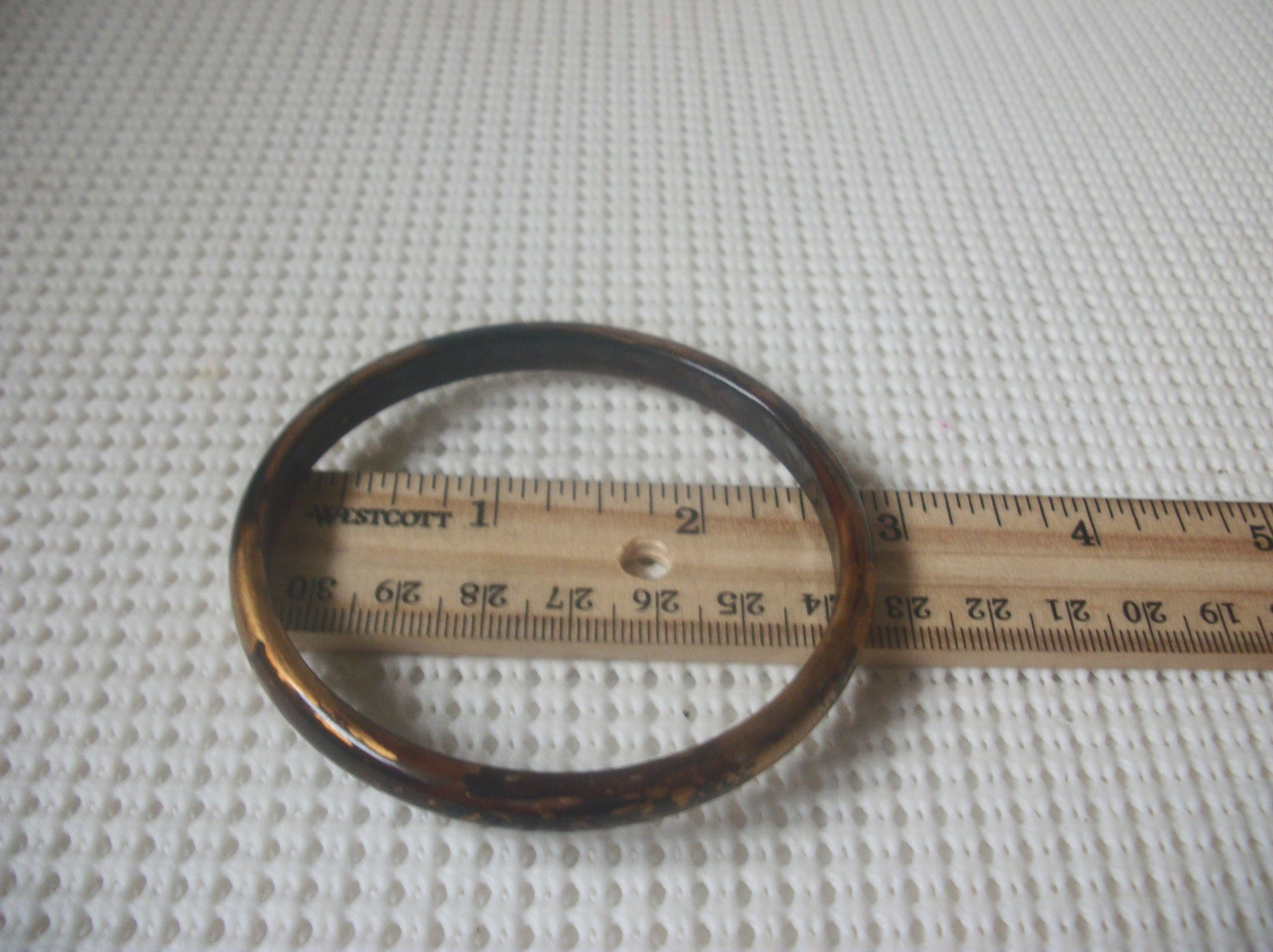 Vintage Bangle Bracelet, Golden Dark Brown, Old Plastic, 70417