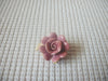 Thicker Vintage Brooch Pin, Pretty Pink Rose Cream Leaves Old Plastic Flowers 023021