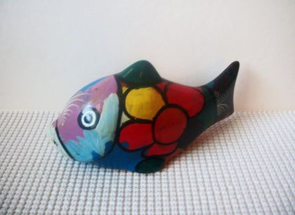 Vintage Colorful Southwestern Hand Painted Clay Fish C300