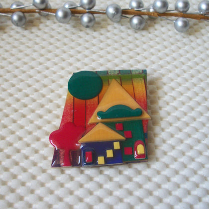 RARE Unique Lucinda House Pins Rainbow Sun Red Tree 41017