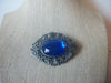 Dark Filigree, Metal Faceted Translucent, Cobalt Blue Acrylic Faux Stone Pin 62018
