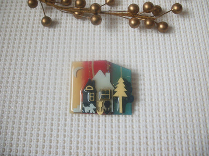 Vintage Lucinda House Pins, Rainbow In The Sky Northern Woods Little Dog Pine Tree 021321