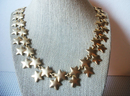 Vintage Jewelry, Signed AJC  Matte Gold Tone, Stars Links, Necklace 53018
