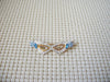 Vintage Brooch Pin Cats Eye Glasses Clear Blue Crystals Gold Tone 122220