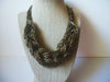 Retro Jewelry, 18" - 21" Long, Bronze Golden Micro Seed Beads, Braided, Very Thick, Vintage Necklace 51018