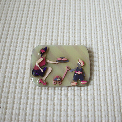 Vintage Lucinda Woman Pins Glitter Precious Moments Never Will Forget Love Child Playing 021321