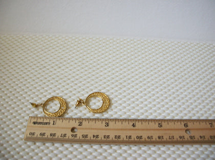 Vintage Pierced Earrings Gold Toned Spanish Filigree 51016