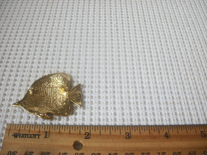Vintage Brooch Pin, Cute Tropical Fish Colorful Enameled Clear Crystals Green Rhinestone Eyes, Gold Tone 82317