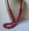 Retro 27" - 30" Long, Raspberry Acrylic , Flapper, Graduated Design, Vintage Necklace 51018