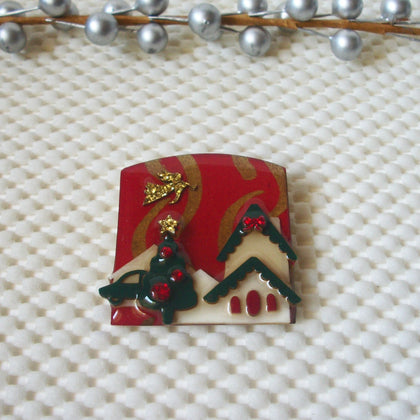 RARE Unique Lucinda House Pins Gold Angel Tree Decorated Car Christmas Present 41017