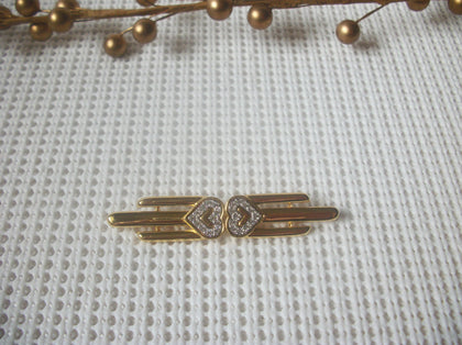 Vintage Brooch Pin, Signed MONET Clear Crystals Baroque Victorian, Gold Tone 82317