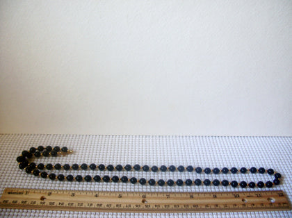 Signed MONET, 30" Long Black Acrylic , Gold Tone Beads, Vintage Necklace 51018